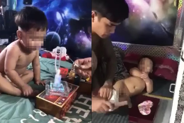 ▲ 3살 남아에게 필로폰으로 추정되는 물질을 강제 흡입시킨 동거남의 모습 / 사진=Zing