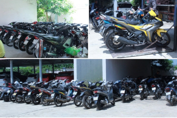 Motorcycles confiscated from a theft gang. Photo by VnExpress/Hoa Vang